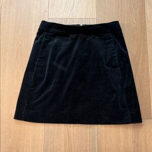 J Crew Classic Black Velvet A-Line Skirt Sz 8